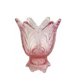 Fenton Pink Slag Glass Inverted Feather Votive