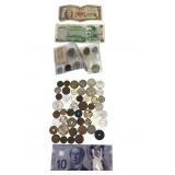 Assorted International Coins and Currency Lot