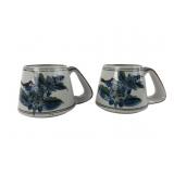 Pair of Hand-Painted Stoneware Mugs, Japan