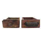 Pr. Antique Wood Coffee Grinder Drawers