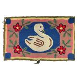 Hand-Hooked Wool Swan Motif Rug