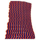Crocheted Ripple Blanket, Orange & Blue