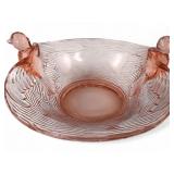 VTG Fenton Pink Depression Glass Flying Birds Bowl