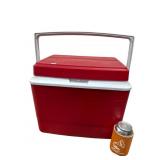 Vintage Red and White Plastic Picnic Cooler