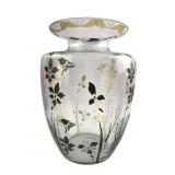 Glass Vase with Gold & Green Floral Decor