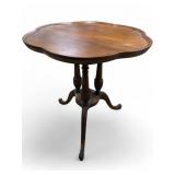Carved Wood Scalloped Top Accent Table
