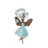 Copper Verde Patina Angel Figure with Stars