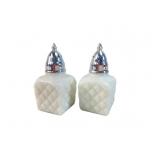 VTG Milk Glass Quilted Salt & Pepper Shakers