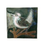 Studio Art Pottery Hand-Painted Bird Tile