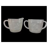 Anchor Hocking Sandwich Glass Creamer & Sugar Set