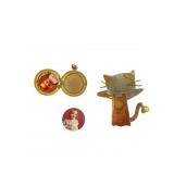 JF Gold-filled Locket & Mixed Metal Cat Brooch