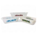 VTG Fire-King and Glasbake Milk Glass Floral Loaf