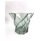 Green Tinted Twisted Glass Vase