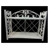 White Rattan Decorative Two-Tier Shelf