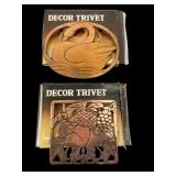 Decor Trivet Copper Finish Swan & Fruit Designs