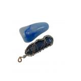 Wire-Wrapped Stone Pendant & Tumbled Blue Stone