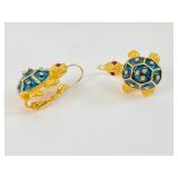 KJL Enamel Turtle Clip-On Earrings