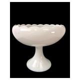 Fenton Milk Glass Scalloped Pedestal Bowl