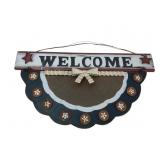 Patriotic Painted Wood and Metal Welcome Sign