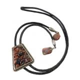 Southwestern Style Jasper and Agate Chip Bolo Tie