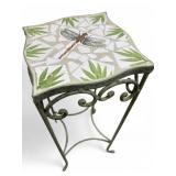Wrought Iron Dragonfly Mosaic Plant Stand
