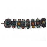VTG Copper & Agate Cabochon Link Bracelet