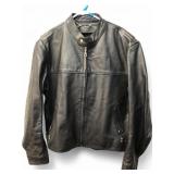 TORQUE STAR Black Leather Motorcycle Jacket, Size