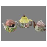Decorative Ceramic Cottage Teapots, Set of 3