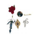 Monet Enamel Brooch & Assorted Pins