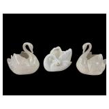Set of 3 White Ceramic Swan Planters