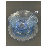 Federal Glass Blue Mayfair Open Lace Berry Set
