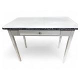 Vintage White Enamel Top Kitchen Table