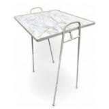 Mid-Century Modern Metal and Faux Marble Side Tabl
