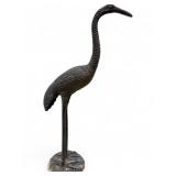 Cast Metal Crane Garden Statue