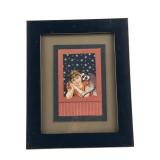 Mixed Media Collage Art with Lemur and Girl