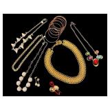 Costume Jewelry Lot: Necklaces, Bangles, Earrings