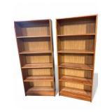 Pair of Wood 5-Shelf Bookcases