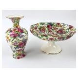 VTG Royal Winton Summertime Chintz Dish & Vase