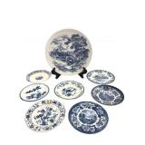 Assorted Blue & White Transferware Plates