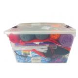 Mixed Yarn & Craft Supplies in Sterilite Bin