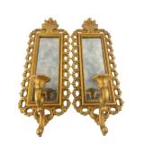Homco Gold Syroco Wall Sconce Mirrors, Pr.