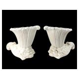 Pair of Hand Painted Japan Cornucopia Vases