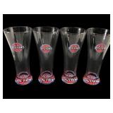 Detroit Pistons (4) Pilsner Glasses, 7.25" H