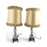 Pr. Crystal & Marble Table Lamps