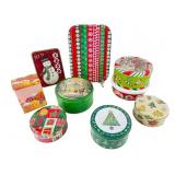 Assorted Christmas Decorative Tins and Tray Lot