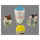 Otagiri & Weiss Ceramic House Jars, Set of 4