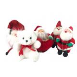VTG Christmas Santa & Bear Plush Figures
