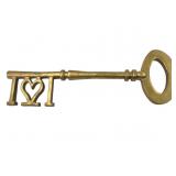 Large Brass I Heart I Skeleton Key Wall Decor