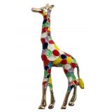 Gold Tone Enamel Multi Color Giraffe Pin