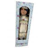 Porcelain Doll in Native American Attire, 14"H